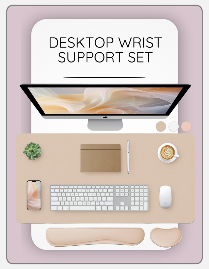 computer wrist support and desktop mat