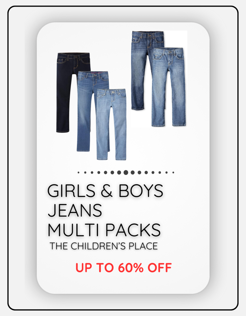 girls and boys jeans in multi packs