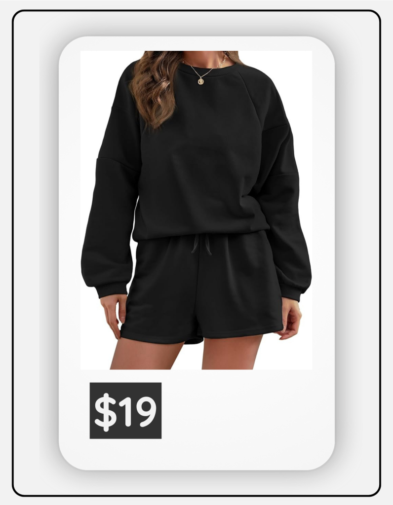 crewneck sweatshirt and short combination loungework