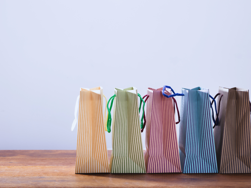 image of decorative gift bags lined up for gift giving